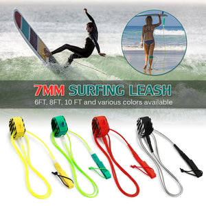 High quality Paddle Leash Surf Leash  Surfboard Leash Smooth Steel Swivel Surfing Leg Rope Smooth Steel Paddle board Leash 6FT