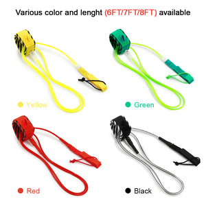 Surf Paddle Leash Surfing Surfboard Leash Smooth Steel Swivel Surfing Leg Rope Paddleboard Leash 6FT/10FT