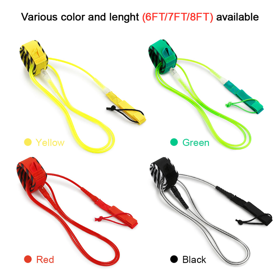 Surf Paddle Leash Surfing Surfboard Leash Smooth Steel Swivel Surfing Leg Rope Paddleboard Leash 6FT/10FT